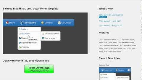 HTML drop down Menu Template: great CSS3 properties