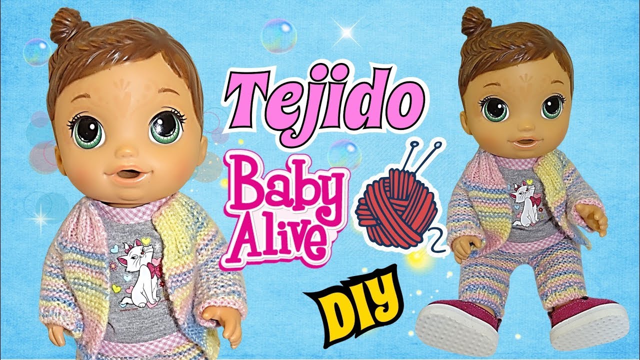 Como Tejer conjunto para tu Muñeca  Jersey y Pantalon  - DIY Tutorial Facil 2 agujas