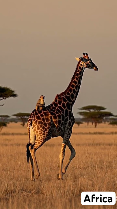 Monkey Rides a Giraffe in the Wild #africa #shorts #nature #monkey