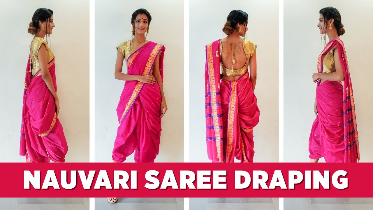 How to Wear a Nauvari Saree   Maharashtrian Saree Draping  Ganesh Puja Saree