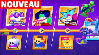 JE JOUE BUZZ NOUVEAU BRAWLER BRAWL STARS + skin BUZZ MAUVAIS GARCON + CARL SURFEUR (pass saison 7)