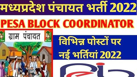 मध्य प्रदेश पंचायत राज भर्ती 2022|MP PANCHAYAT BHARTI 2022|MP pesa block coordinator vacancy 2022