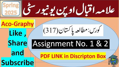 AIOU Code 317 Solved Assignment No.1 & 2 Spring 2025 || Subject: Pakistan Studies || Level: FA/I.Com