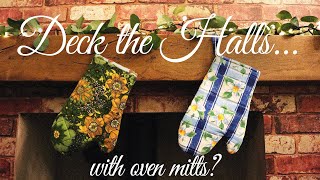 Gorgeous Oven Mitts/Gloves made from Vintage Tea Towels - A practical gift idea