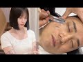 💈ASMR | Remove a lot of dead skin from a man's face. 🪒 Crazy Asian shave!