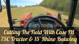 First time cutting the field with the new 15’ Rhino 3150 Batwing and my Case IH 75C Tractor.