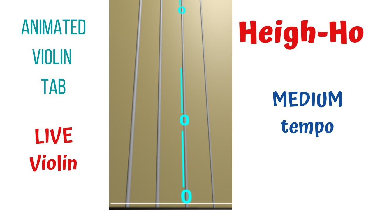 HEIGH-HO ⛏️ from Snow White | MEDIUM tempo | Animated Violin TAB | LIVE Violin Play-Along Tutorial