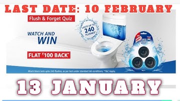 Amazon Funzone Flush and Forget Quiz Answers Today|13 January| Daily Quiz Time |Amazon Quiz Answers