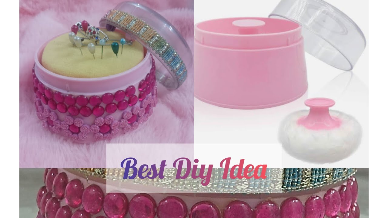 Best Diy Idea/Pins Holder/puff powder box Diy#artwork #diycrafts ...