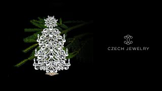 Festive rhinestone Christmas Tree - Clear | LUXURY CZECH JEWELRY