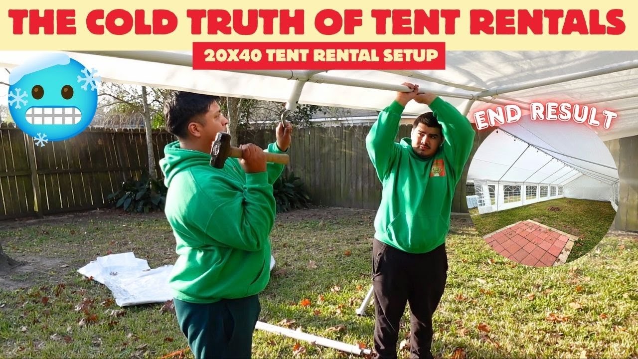 Setting up a 20x40 tent in really cold weather