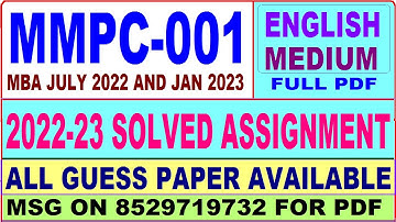mmpc 001 solved assignment 2022-23 / mmpc 1 solved assignment in english / ignou mba