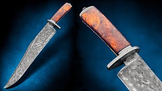 Knife making  Multibar twist Damascus Bowie knife  [Full build]