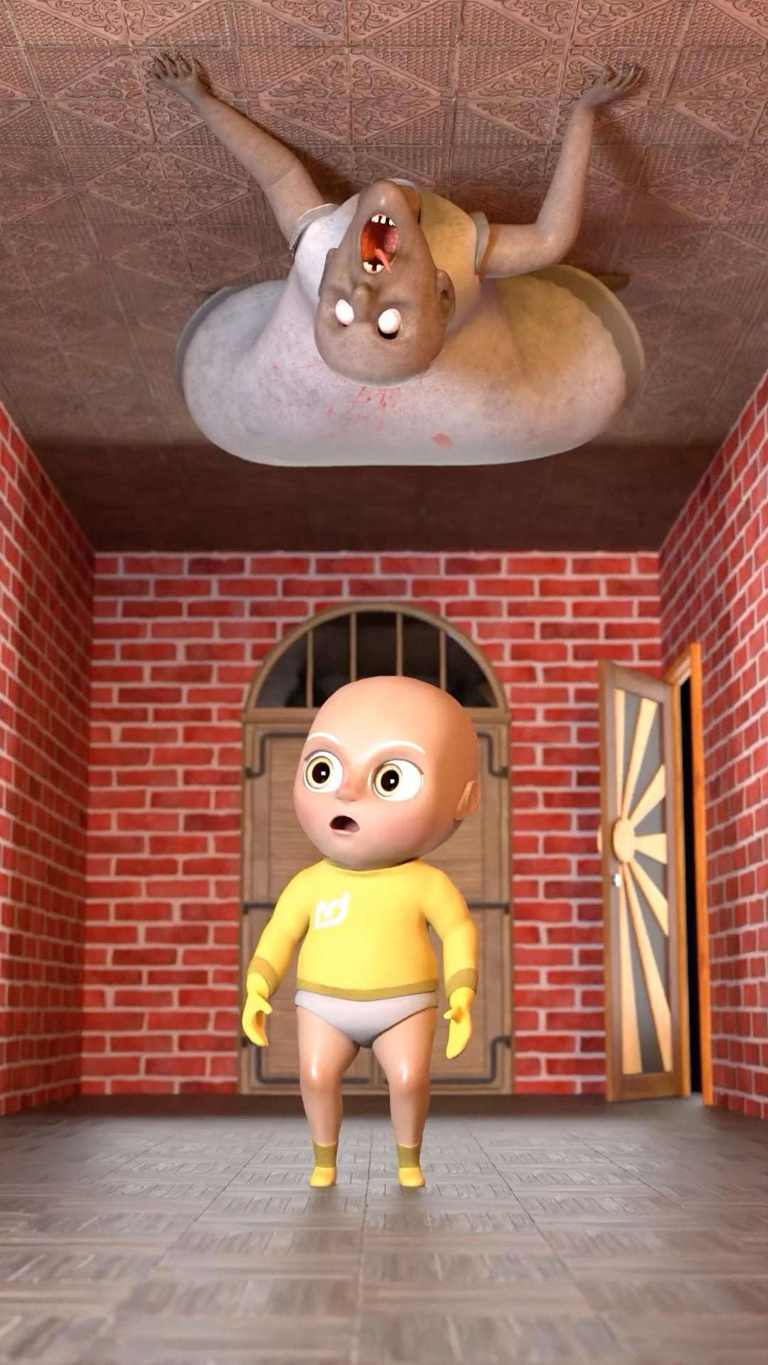 What is she doing on the ceiling?