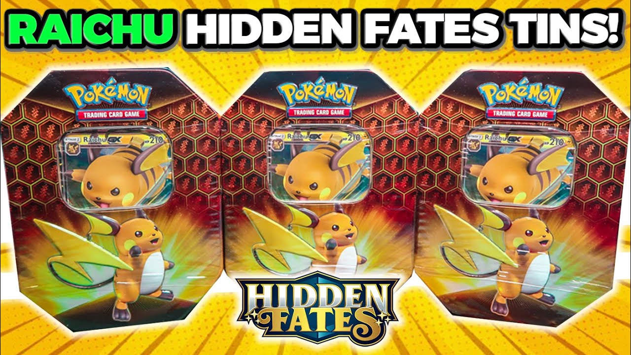 Pokemon Hidden Fates Raichu Tin x 3 Opening! CRAZY PULLS - YouTube