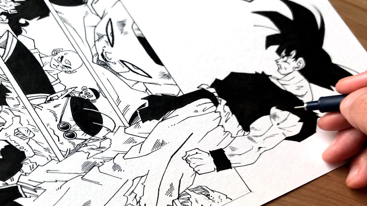 Drawing a Manga page, Dragon Ball Super