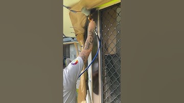 First coat of primer on these aluminium windows that we are repainting