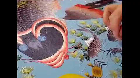 Tranh Thêu Cá Chép Trông Trắng - Tranh Thêu Tay Truyền Thống Quất Động
