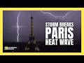 Lightning flashes over the Eiffel Tower as Paris cools down