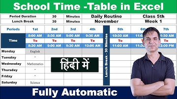How to Create a School Time Table in Excel Like a Pro Step by Step Guide (Hindi)