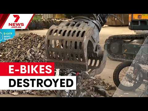 Illegal e-bikes crushed in Blacktown safety crackdown | 7NEWS