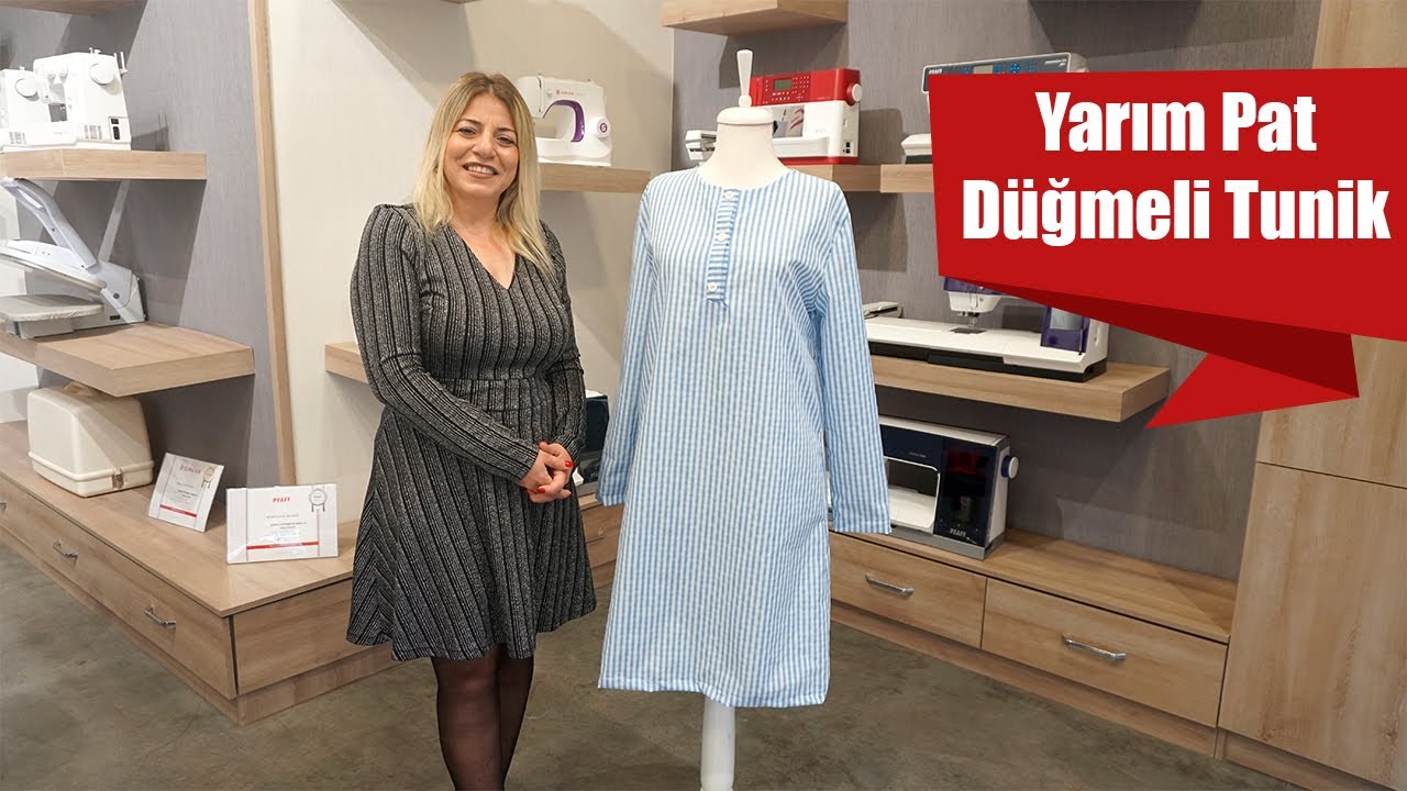 Yarım Pat Düğmeli Tunik Dikimi