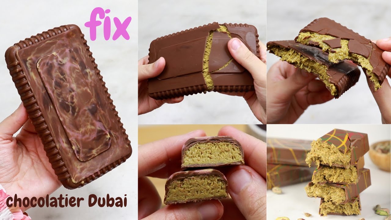 بدون قوالب الوصفة اللي عاملة ضجة فالانستغرام😲تريند شوكولاتة دبي 🍫 + عجينة فستق احترافية