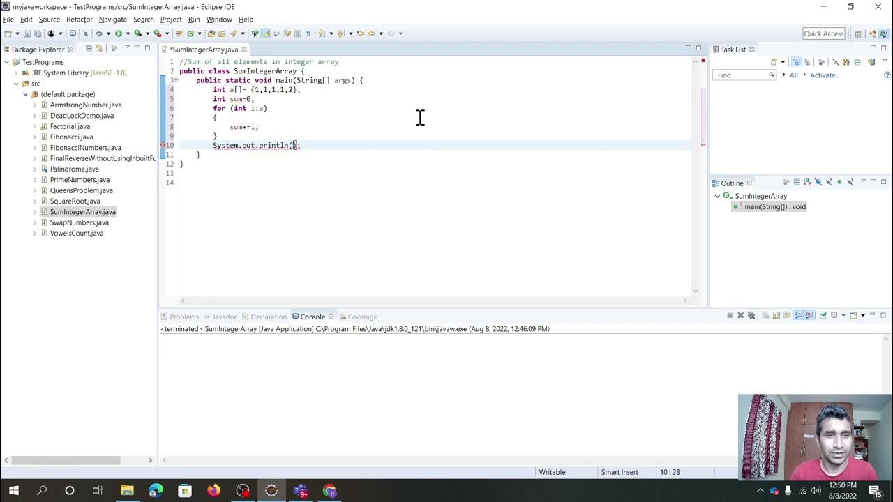 Sum of all elements in integer array program in JAVA - YouTube