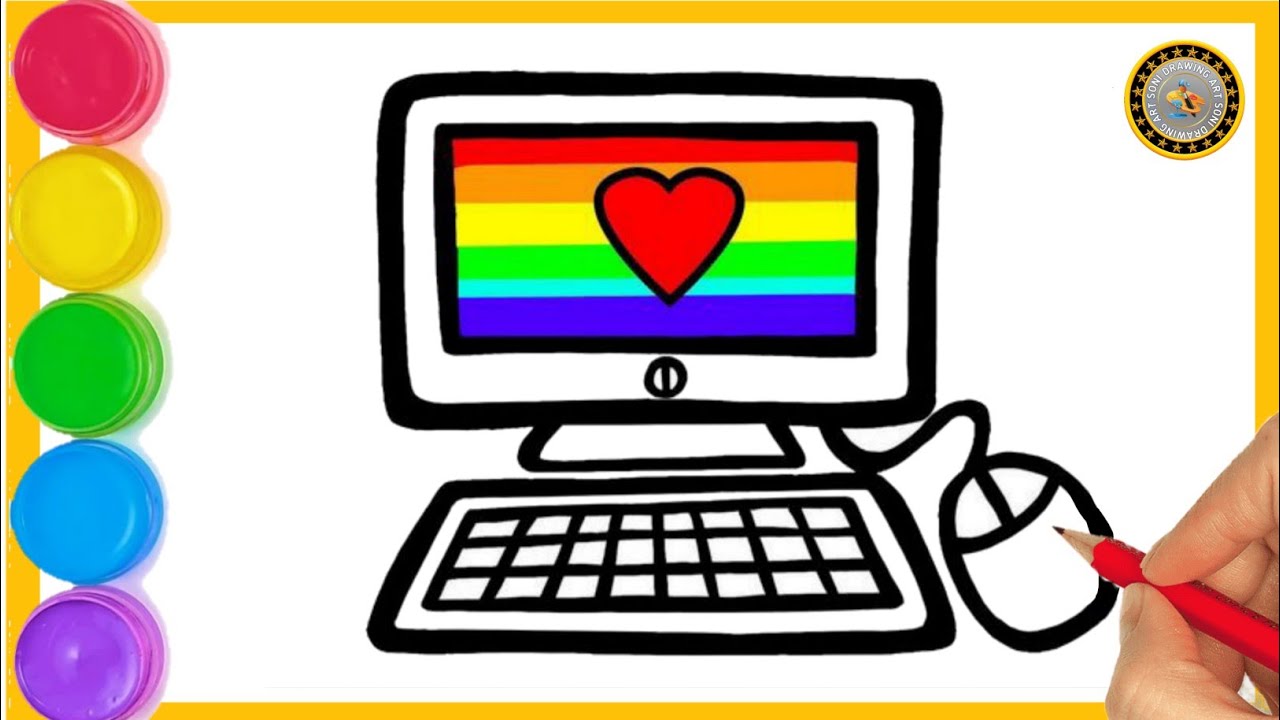Computer Drawing || How to draw a computer drawing easy step by step ...