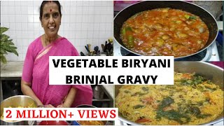 Vegetable Briyani/Brinjal gravy/Onion raitha by Revathy Shanmugam