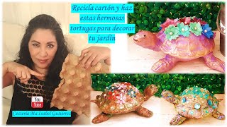 Recicla cartón y decora tu jardín con estas bellas tortugas  Cardboard turtles