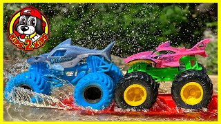 Monster Jam Vs Hot Wheels Monster Trucks WATER RACES ? Color Changers & Color Shifters COMPILATION