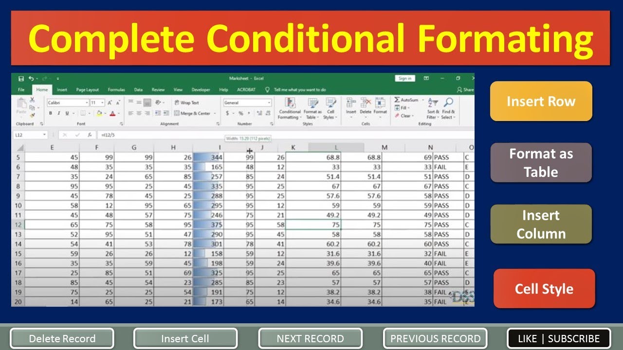 Conditional Formating In Excel Insert Row and Column Format Table