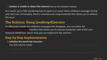 Handling Disappearing Validation Messages in Katalon Studio