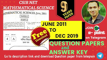 CSIR NET MATHEMATICAL SCIENCE Previous 9 years Question papers and Answer Key (2011 to 2020)