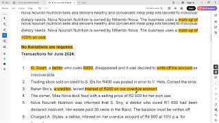 Accounting: Grade 10 June 2024 P1 - Question 1 General Journal
