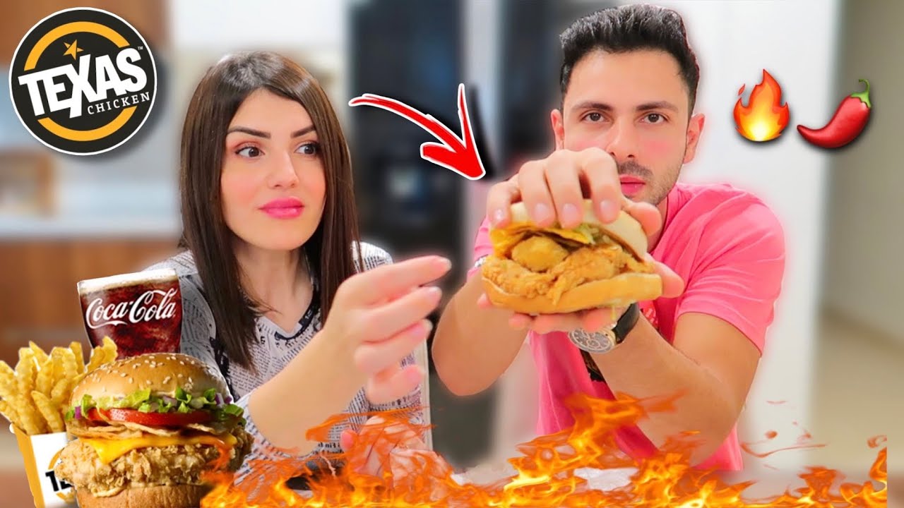 جربنا برجر( كرانشي هالبينو دجاج ) من تكساس 🔥ولعنا من الحر🥵 عصام ونور