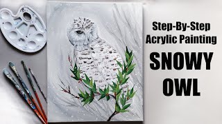 How To Paint A Snowy Owl - Acrylic Painting Tutorial - Beginner Artist