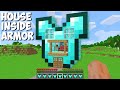 How to BUILD HOUSE INSIDE DIAMOND ARMOR in Minecraft ? SUPER SECRET HOUSE !