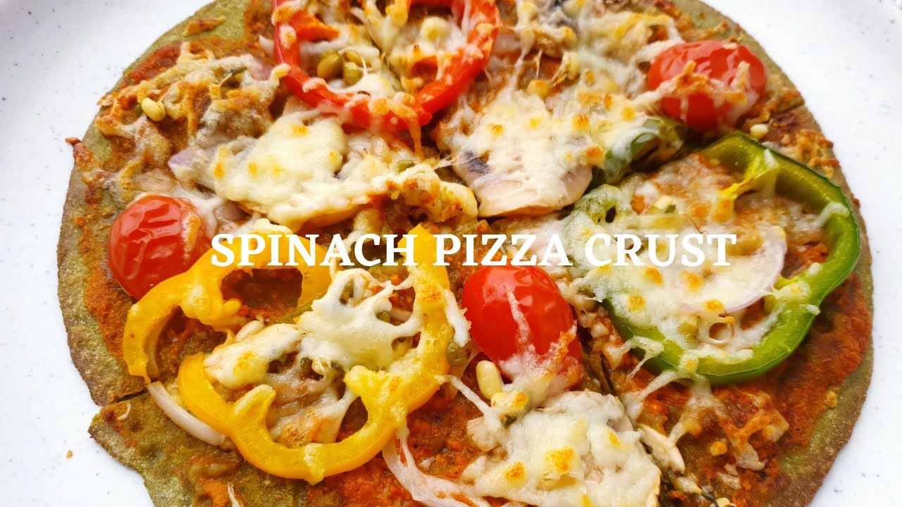 Spinach Pizza Crust NO Egg,Yeast or Baking Powder Veg Pizza With