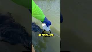 Er Kippt Blaue Flüssigkeit In Den See