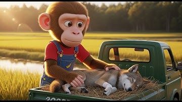 Monkey Farmer Saves a Wolf in Trouble | Animal Rescue for Children