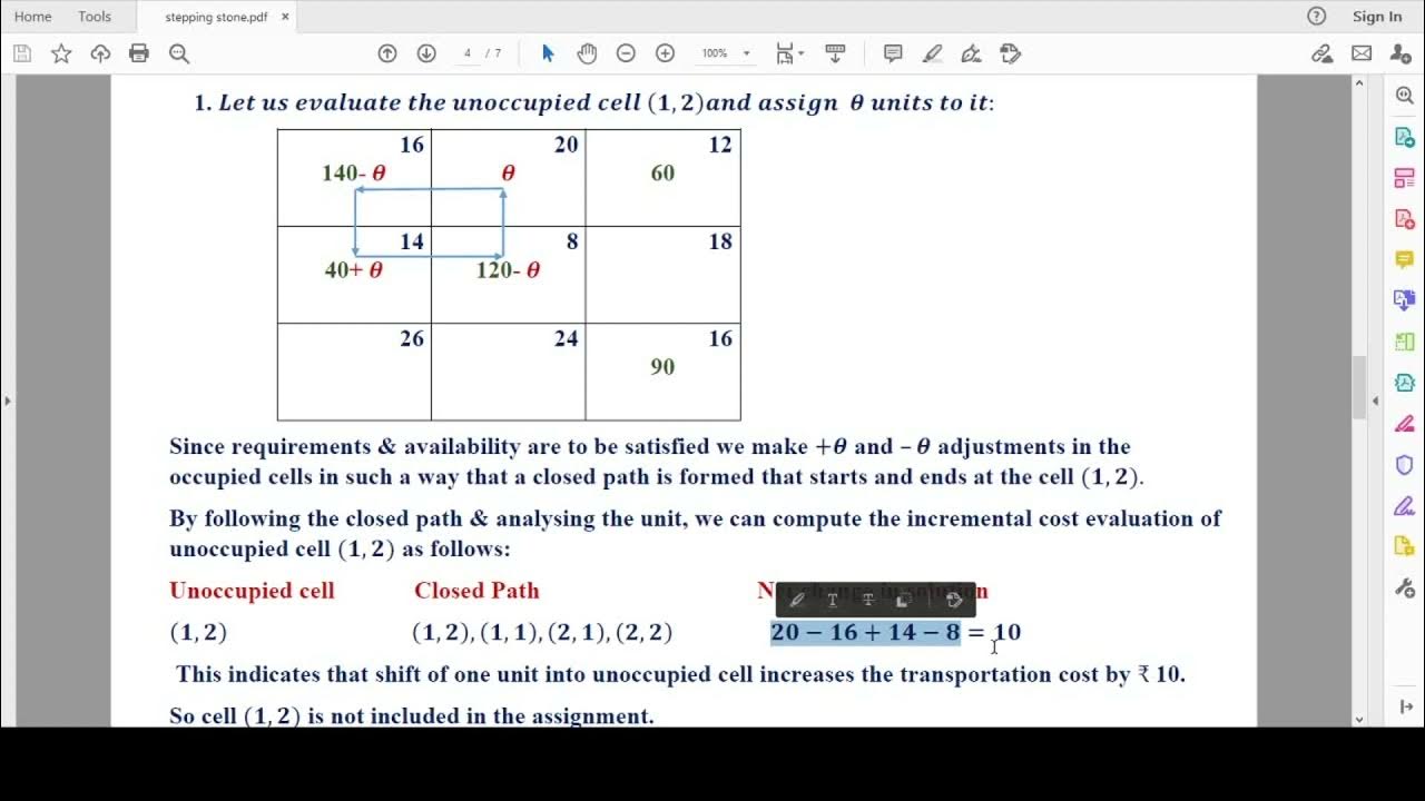 Stepping stone method to find optimum solution YouTube