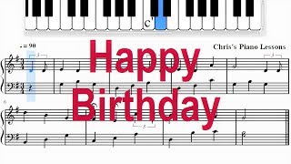 How to play 'happy birthday you' in g major on piano. simple version
with sheet music and keyboard notes. played at full speed (90bpm) then
half tempo ...
