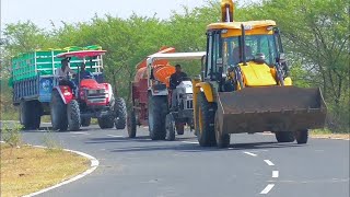 JCB 3dx Loading Mud in TATA 3525 Tipper TATA 2518 Mahindra NOVO 605 tractor DI 4x4 Dump Truck