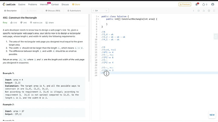 Construct the Rectangle #leetcode #csharp #easy