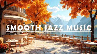 Tranquil Lakeside Autumn Jazz | Cabin Glow, Falling Leaves & Soft Golden Sunset Vibes 🍁🌅