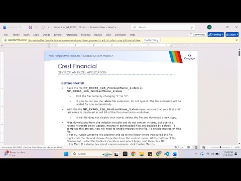 New Perspectives Excel 365 | Module 12: SAM Project A Crest Financial
