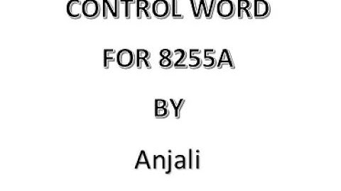 lecture 3, Control word for 8255 A