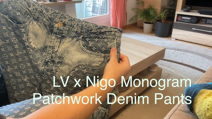 LOUIS VUITTON Blue Denim Monogram Patchwork Vintage Jeans LV 